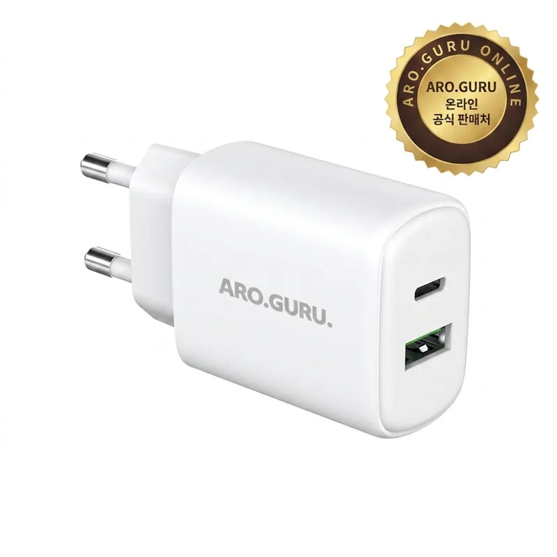 USB-C와 USB-A 포트가 있는 아로구루 25W 듀얼 고속충전기